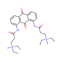 CC[N+](C)(CC)CCC(=O)Nc1cccc2c1C(=O)c1c(NC(=O)CC[N+](C)(CC)CC)cccc1C2=O ZINC000013556247