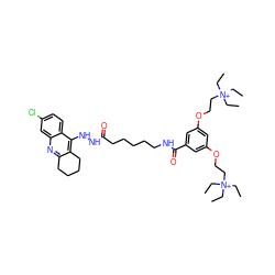 CC[N+](CC)(CC)CCOc1cc(OCC[N+](CC)(CC)CC)cc(C(=O)NCCCCCC(=O)NNc2c3c(nc4cc(Cl)ccc24)CCCC3)c1 ZINC000028863610