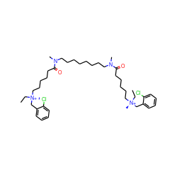 CC[N@@+](C)(CCCCCC(=O)N(C)CCCCCCCCN(C)C(=O)CCCCC[N@+](C)(CC)Cc1ccccc1Cl)Cc1ccccc1Cl ZINC000253636769