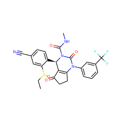 CC[S@+]([O-])c1cc(C#N)ccc1[C@@H]1C2=C(CCC2=O)N(c2cccc(C(F)(F)F)c2)C(=O)N1C(=O)NC ZINC001772654995