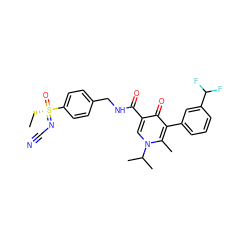 CC[S@@](=O)(=NC#N)c1ccc(CNC(=O)c2cn(C(C)C)c(C)c(-c3cccc(C(F)F)c3)c2=O)cc1 ZINC000149862561