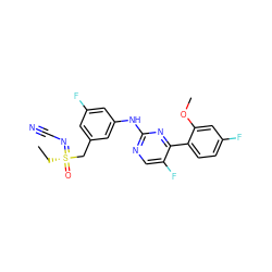 CC[S@@](=O)(Cc1cc(F)cc(Nc2ncc(F)c(-c3ccc(F)cc3OC)n2)c1)=NC#N ZINC000206902923