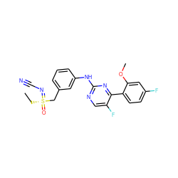 CC[S@@](=O)(Cc1cccc(Nc2ncc(F)c(-c3ccc(F)cc3OC)n2)c1)=NC#N ZINC000206895561