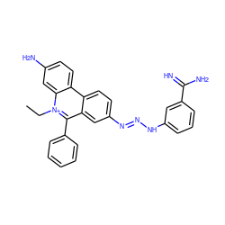 CC[n+]1c(-c2ccccc2)c2cc(/N=N/Nc3cccc(C(=N)N)c3)ccc2c2ccc(N)cc21 ZINC000004216649