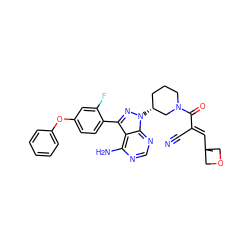 CC1(/C=C(\C#N)C(=O)N2CCC[C@@H](n3nc(-c4ccc(Oc5ccccc5)cc4F)c4c(N)ncnc43)C2)COC1 ZINC000224314240