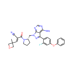 CC1(/C=C(\C#N)C(=O)N2CCC[C@H]2Cn2nc(-c3ccc(Oc4ccccc4)cc3F)c3c(N)ncnc32)COC1 ZINC000208189275