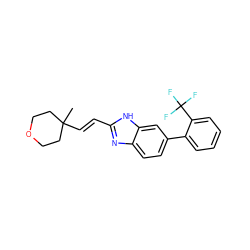 CC1(/C=C/c2nc3ccc(-c4ccccc4C(F)(F)F)cc3[nH]2)CCOCC1 ZINC000073315043