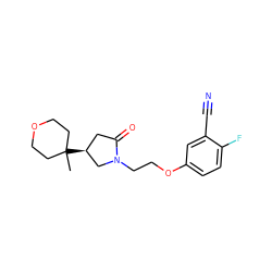 CC1([C@H]2CC(=O)N(CCOc3ccc(F)c(C#N)c3)C2)CCOCC1 ZINC001772642293