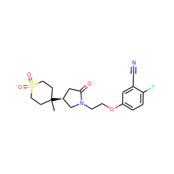 CC1([C@H]2CC(=O)N(CCOc3ccc(F)c(C#N)c3)C2)CCS(=O)(=O)CC1 ZINC001772610402