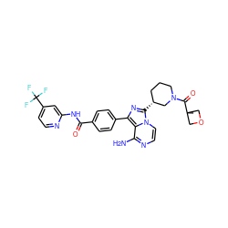 CC1(C(=O)N2CCC[C@@H](c3nc(-c4ccc(C(=O)Nc5cc(C(F)(F)F)ccn5)cc4)c4c(N)nccn34)C2)COC1 ZINC000208548920