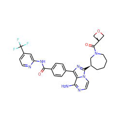 CC1(C(=O)N2CCCC[C@@H](c3nc(-c4ccc(C(=O)Nc5cc(C(F)(F)F)ccn5)cc4)c4c(N)nccn34)C2)COC1 ZINC000208776936