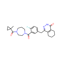 CC1(C(=O)N2CCCN(C(=O)c3cc(Cc4n[nH]c(=O)c5c4CCCC5)ccc3F)CC2)CC1 ZINC000149114549