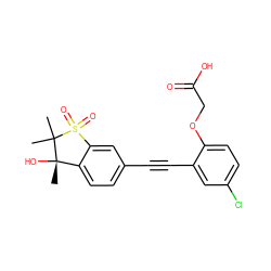 CC1(C)[C@@](C)(O)c2ccc(C#Cc3cc(Cl)ccc3OCC(=O)O)cc2S1(=O)=O ZINC000073195573