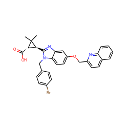 CC1(C)[C@@H](C(=O)O)[C@@H]1c1nc2cc(OCc3ccc4ccccc4n3)ccc2n1Cc1ccc(Br)cc1 ZINC000220523287