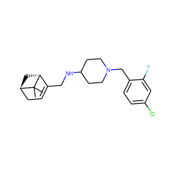 CC1(C)[C@@H]2C[C@@H]1CC=C2CNC1CCN(Cc2ccc(Cl)cc2F)CC1 ZINC000101631407