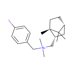 CC1(C)[C@@H]2CC[C@@]1(C)[C@@H](C[N+](C)(C)Cc1ccc(I)cc1)C2 ZINC000095561805