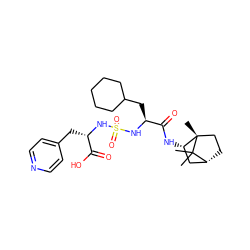 CC1(C)[C@@H]2CC[C@@]1(C)[C@@H](NC(=O)[C@H](CC1CCCCC1)NS(=O)(=O)N[C@@H](Cc1ccncc1)C(=O)O)C2 ZINC000201002114