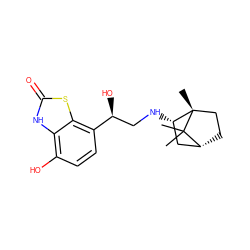 CC1(C)[C@@H]2CC[C@@]1(C)[C@@H](NC[C@H](O)c1ccc(O)c3[nH]c(=O)sc13)C2 ZINC000058581692