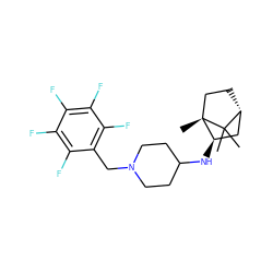 CC1(C)[C@@H]2CC[C@@]1(C)[C@H](NC1CCN(Cc3c(F)c(F)c(F)c(F)c3F)CC1)C2 ZINC000040894560