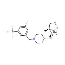 CC1(C)[C@@H]2CC[C@@]1(C)[C@H](NC1CCN(Cc3cc(F)cc(C(F)(F)F)c3)CC1)C2 ZINC000040424878