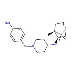 CC1(C)[C@@H]2CC[C@@]1(C)[C@H](NC1CCN(Cc3ccc(N)cc3)CC1)C2 ZINC000040893273