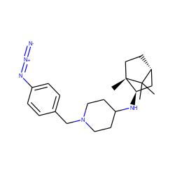 CC1(C)[C@@H]2CC[C@@]1(C)[C@H](NC1CCN(Cc3ccc(N=[N+]=[N-])cc3)CC1)C2 ZINC000040395769