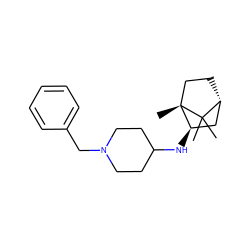 CC1(C)[C@@H]2CC[C@@]1(C)[C@H](NC1CCN(Cc3ccccc3)CC1)C2 ZINC000040980983