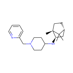 CC1(C)[C@@H]2CC[C@@]1(C)[C@H](NC1CCN(Cc3ccccn3)CC1)C2 ZINC000040974585