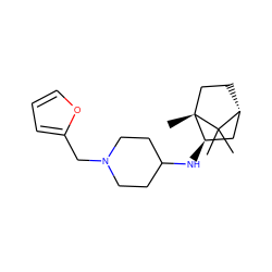 CC1(C)[C@@H]2CC[C@@]1(C)[C@H](NC1CCN(Cc3ccco3)CC1)C2 ZINC000040428941