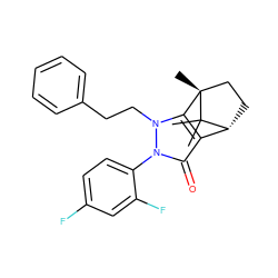 CC1(C)[C@@H]2CC[C@@]1(C)c1c2c(=O)n(-c2ccc(F)cc2F)n1CCc1ccccc1 ZINC000142298862