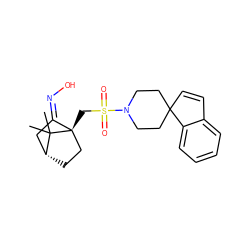 CC1(C)[C@@H]2CC[C@@]1(CS(=O)(=O)N1CCC3(C=Cc4ccccc43)CC1)/C(=N\O)C2 ZINC000003927260