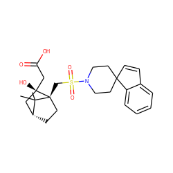 CC1(C)[C@@H]2CC[C@@]1(CS(=O)(=O)N1CCC3(C=Cc4ccccc43)CC1)[C@@](O)(CC(=O)O)C2 ZINC000003782522