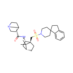 CC1(C)[C@@H]2CC[C@@]1(CS(=O)(=O)N1CCC3(CCc4ccccc43)CC1)[C@@H](NC(=O)[C@@H]1CN3CCC1CC3)C2 ZINC000027318974