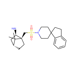 CC1(C)[C@@H]2CC[C@@]1(CS(=O)(=O)N1CCC3(CCc4ccccc43)CC1)[C@H](N)C2 ZINC000027329197