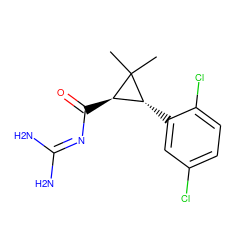 CC1(C)[C@H](C(=O)N=C(N)N)[C@H]1c1cc(Cl)ccc1Cl ZINC000013864220