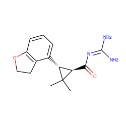 CC1(C)[C@H](C(=O)N=C(N)N)[C@H]1c1cccc2c1CCO2 ZINC000013555083