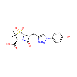 CC1(C)[C@H](C(=O)O)N2C(=O)[C@@H](Cc3cn(-c4ccc(O)cc4)nn3)[C@H]2S1(=O)=O ZINC000025963252