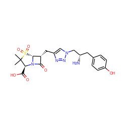 CC1(C)[C@H](C(=O)O)N2C(=O)[C@@H](Cc3cn(C[C@@H](N)Cc4ccc(O)cc4)nn3)[C@H]2S1(=O)=O ZINC000025963637