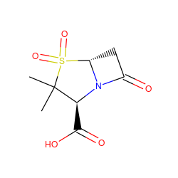 CC1(C)[C@H](C(=O)O)N2C(=O)C[C@H]2S1(=O)=O ZINC000000897244