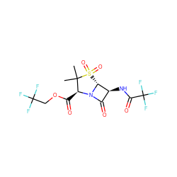 CC1(C)[C@H](C(=O)OCC(F)(F)F)N2C(=O)[C@H](NC(=O)C(F)(F)F)[C@H]2S1(=O)=O ZINC000026379152