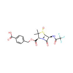 CC1(C)[C@H](C(=O)OCc2ccc(C(=O)O)cc2)N2C(=O)[C@H](NC(=O)C(F)(F)F)[C@H]2[S@@+]1[O-] ZINC000026381372