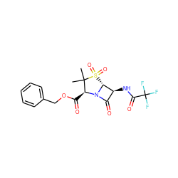 CC1(C)[C@H](C(=O)OCc2ccccc2)N2C(=O)[C@H](NC(=O)C(F)(F)F)[C@H]2S1(=O)=O ZINC000026381914