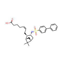 CC1(C)[C@H]2C[C@@H]1C[C@@H](NS(=O)(=O)c1ccc(-c3ccccc3)cc1)[C@@H]2C/C=C\CCCC(=O)O ZINC000013521376