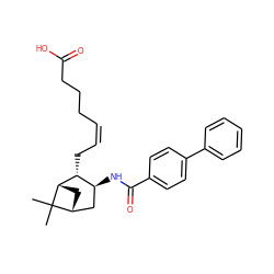 CC1(C)[C@H]2C[C@@H]1C[C@H](NC(=O)c1ccc(-c3ccccc3)cc1)[C@H]2C/C=C\CCCC(=O)O ZINC000013521396