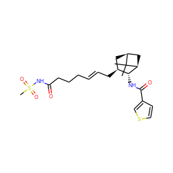 CC1(C)[C@H]2C[C@H](C/C=C/CCCC(=O)NS(C)(=O)=O)[C@@H](NC(=O)c3ccsc3)[C@@H]1C2 ZINC000026489044