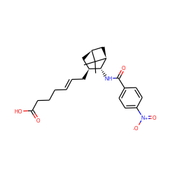 CC1(C)[C@H]2C[C@H](C/C=C/CCCC(=O)O)[C@@H](NC(=O)c3ccc([N+](=O)[O-])cc3)[C@@H]1C2 ZINC000026488115