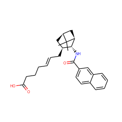 CC1(C)[C@H]2C[C@H](C/C=C/CCCC(=O)O)[C@@H](NC(=O)c3ccc4ccccc4c3)[C@@H]1C2 ZINC000026496175