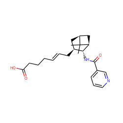 CC1(C)[C@H]2C[C@H](C/C=C/CCCC(=O)O)[C@@H](NC(=O)c3cccnc3)[C@@H]1C2 ZINC000026489059