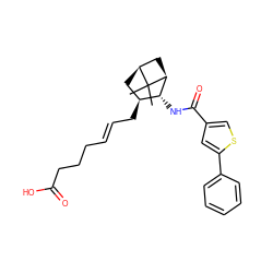 CC1(C)[C@H]2C[C@H](C/C=C/CCCC(=O)O)[C@@H](NC(=O)c3csc(-c4ccccc4)c3)[C@@H]1C2 ZINC000026488916