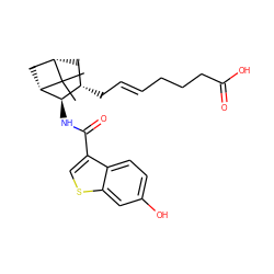 CC1(C)[C@H]2C[C@H](C/C=C/CCCC(=O)O)[C@@H](NC(=O)c3csc4cc(O)ccc34)[C@@H]1C2 ZINC000026500312